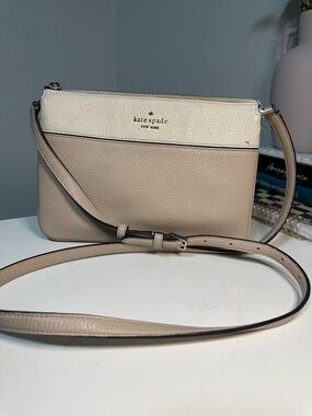 kate spade Two-Tone Beige and Cream Pebble Leather Crossbody